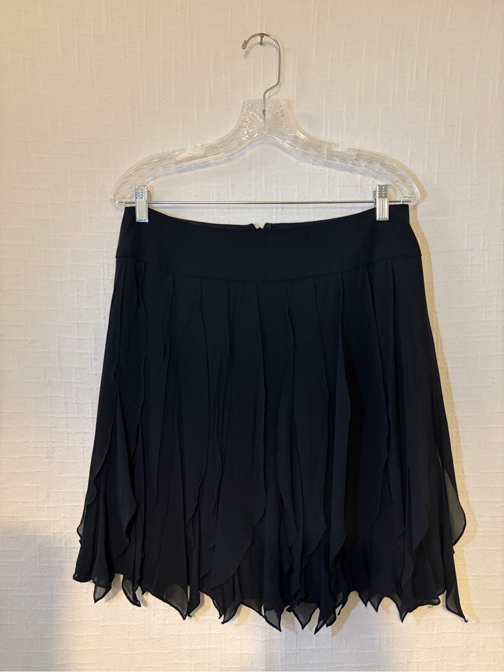 Rickie Freeman for TeriJon Women's Black Silk Chiffon Pleated Short Skirt Zip 10